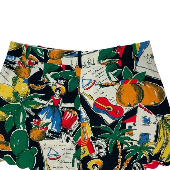 J. Crew Postcard Print High Waist Shorts 8 Scalloped - Picture 8 of 12